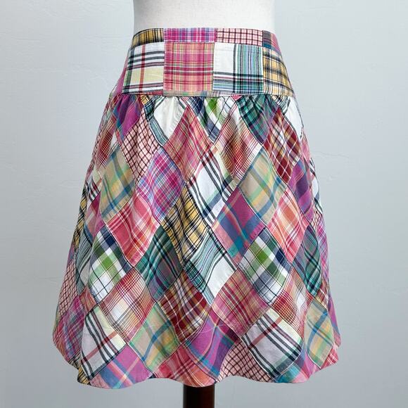 Cabi Patchwork Quilted Plaid Cotton A-Line Mini Skirt - Picture 1 of 9